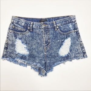 Forever 21 Acid Wash Distressed Cutoff Shorts